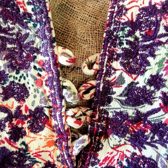 Torrid Womens Floral Boho Tunic   Lace-Up With Long Sleeves Size 1 - Picture 3 of 11